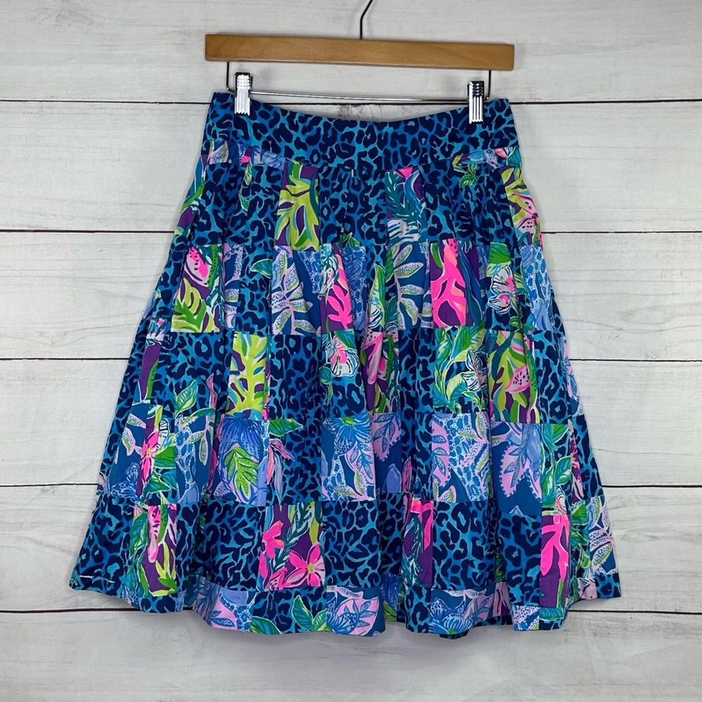 Lilly Pulitzer Pop Up Patchwork Print Bryant Skirt Size 6